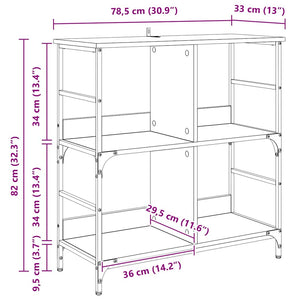 Hyllsystem Gammalt trä 78.5 x 33 x 82 cm Konstruerat trä