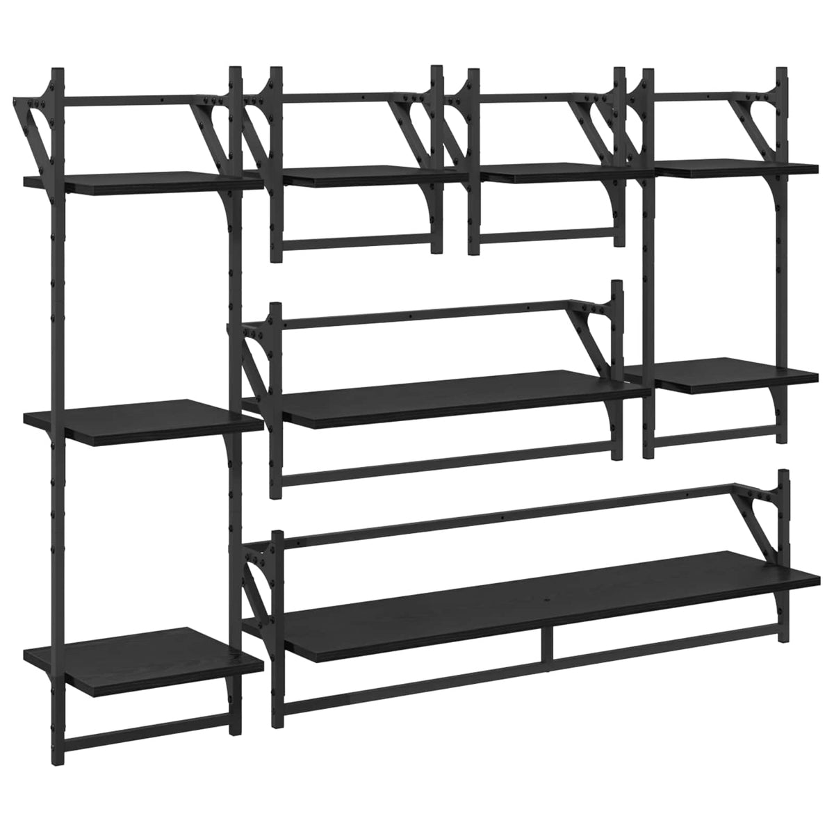 Vägghyllset 6 st Svart Ek 100 x 25 x 30 cm Konstruerat trä