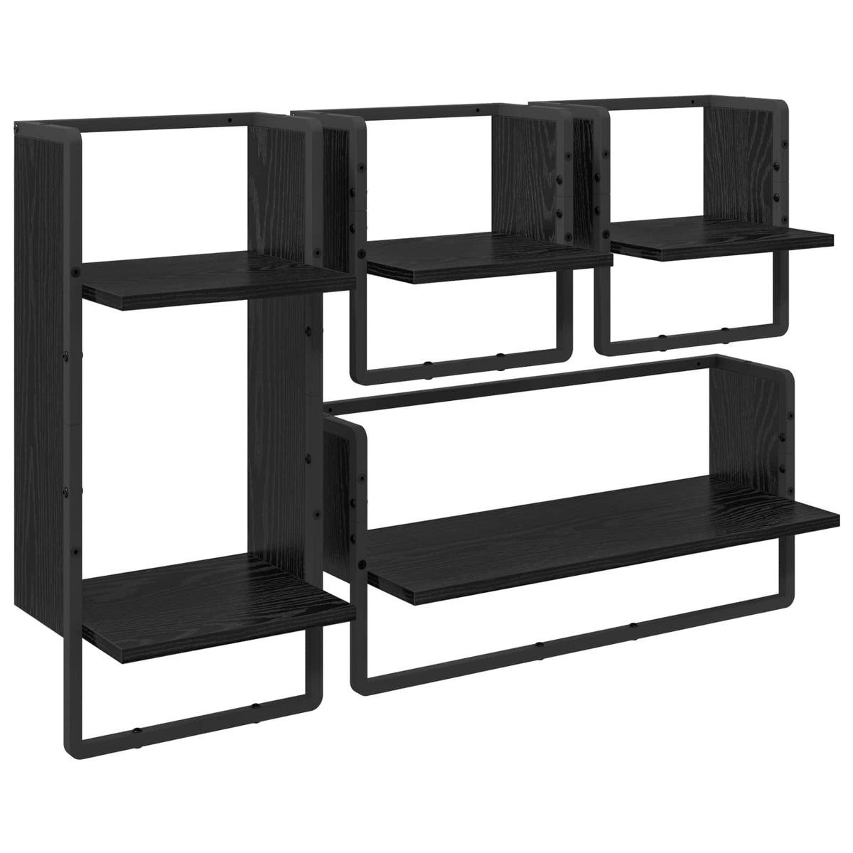 Vägghyllset 4 st Svart Ek 65 x 25 x 30 cm Konstruerat trä