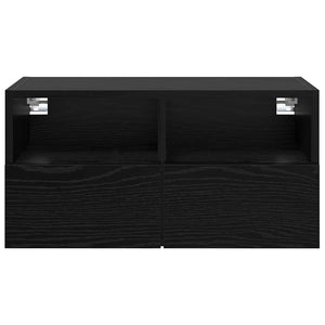 TV-väggskåp 2 pcs Svart Ek 60 x 30 x 30 cm Konstruerat trä