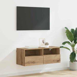 TV Vägghylla Artisan Ek 80 x 30 x 30 cm Konstruerat trä