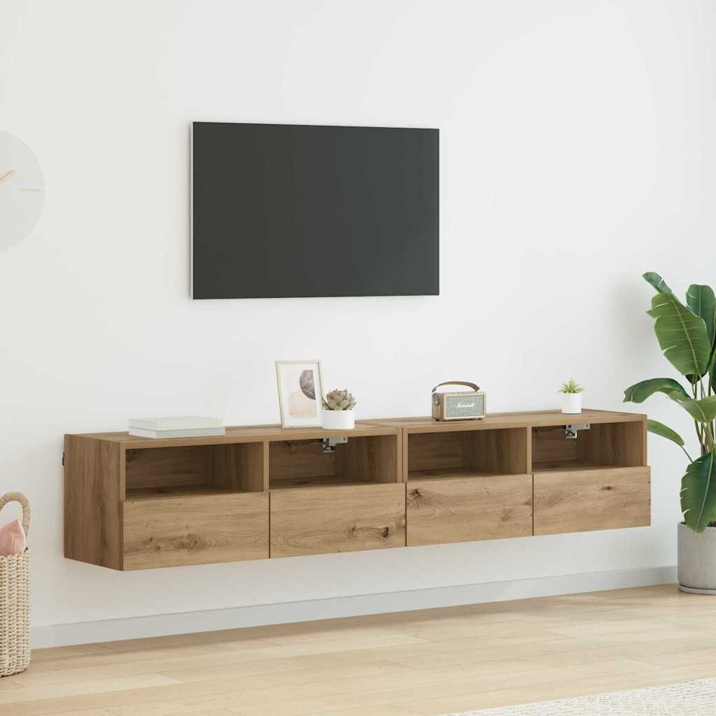TV-väggskåp 2 pcs Artisan Ek 80 x 30 x 30 cm Konstruerat trä