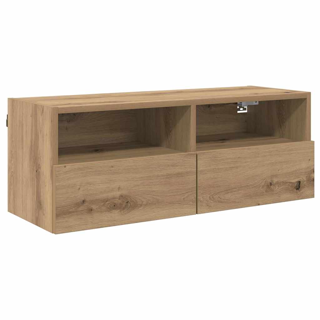 TV-väggskåp 2 pcs Artisan Ek 80 x 30 x 30 cm Konstruerat trä
