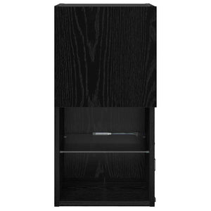 Väggmonterad TV-skåp Svart Ek 30,5 x 30 x 60 cm Konstruerat trä