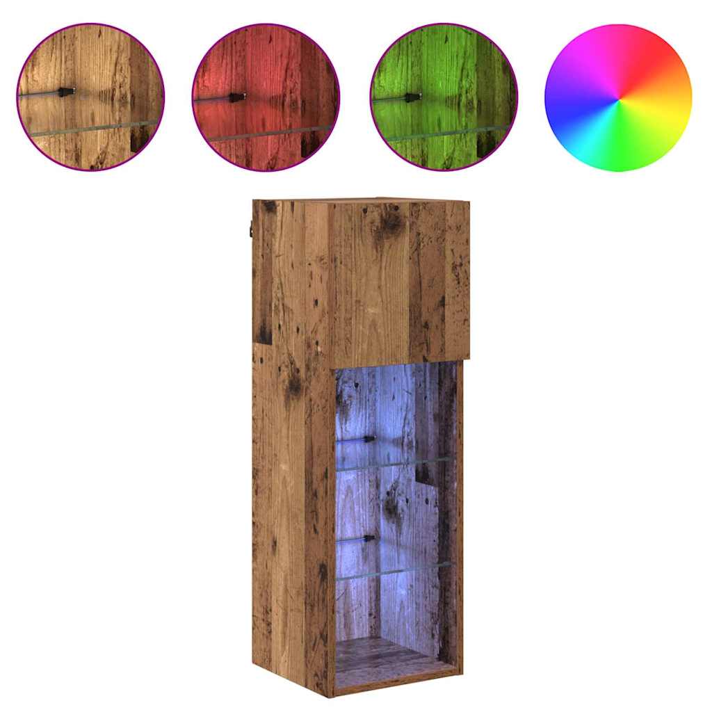 Väggmonterade TV-skåp 2 pcs Gammalt trä 30,5 x 30 x 90 cm