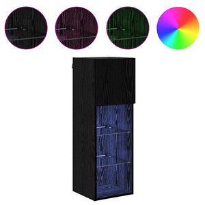 Väggmonterad TV-skåp Svart Ek 30,5 x 30 x 90 cm Konstruerat trä