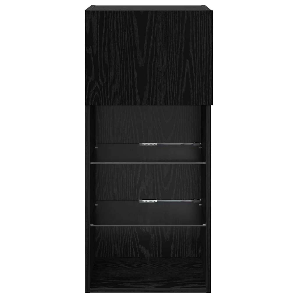 Väggmonterad TV-skåp Svart Ek 40,5 x 30 x 90 cm Konstruerat trä