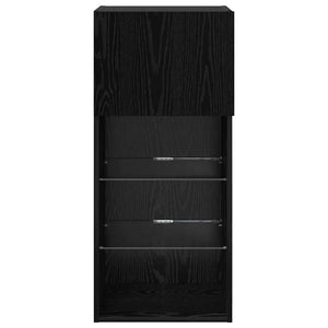 Väggmonterad TV-skåp Svart Ek 40,5 x 30 x 90 cm Konstruerat trä