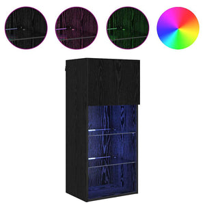 Väggmonterad TV-skåp Svart Ek 40,5 x 30 x 90 cm Konstruerat trä