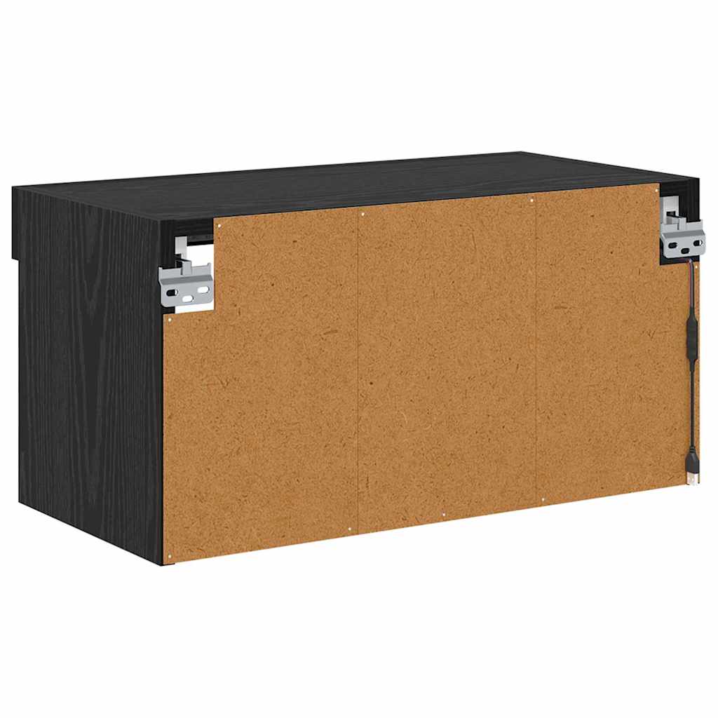 TV-skåp Väggmonterad Svart Ek 60 x 30 x 30 cm Konstruerat trä