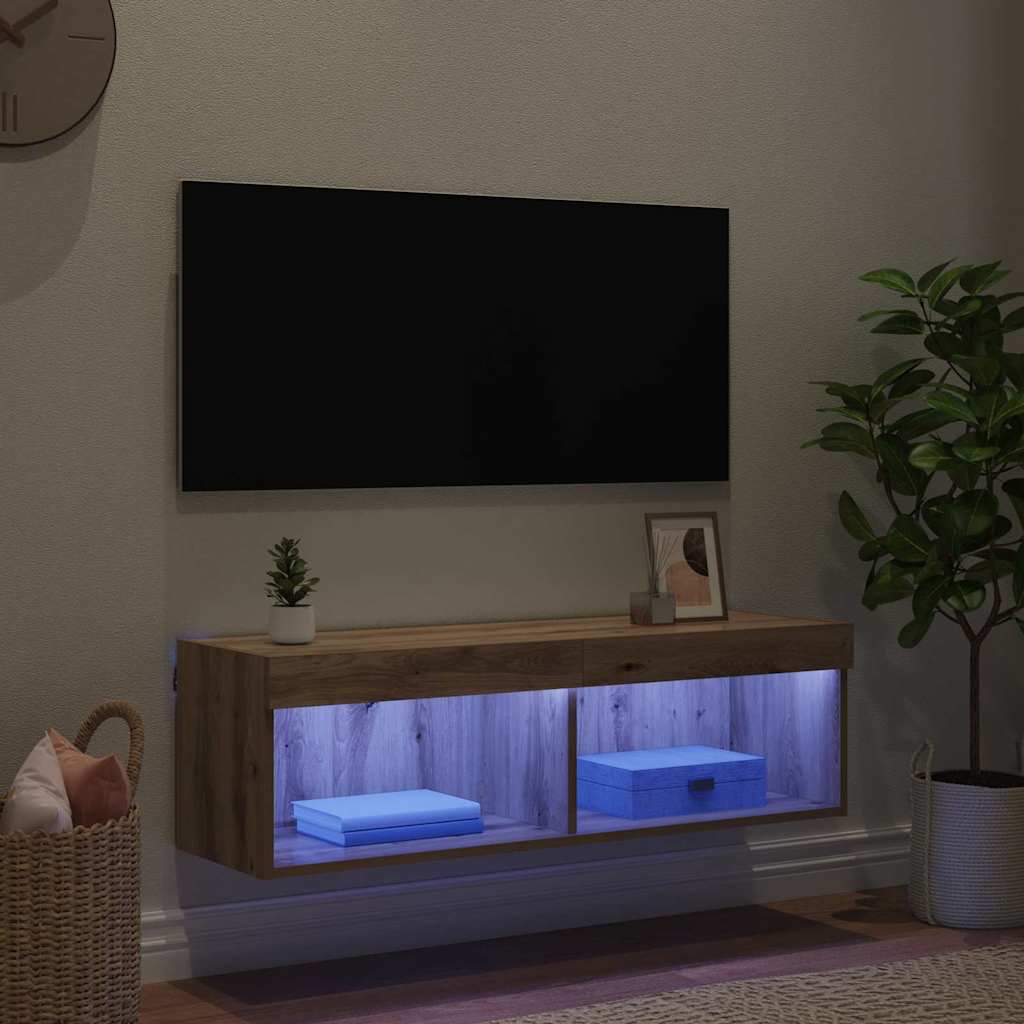 TV Vägghylla Panama Artisan Ek 100 x 30 x 30 cm Konstruerat trä