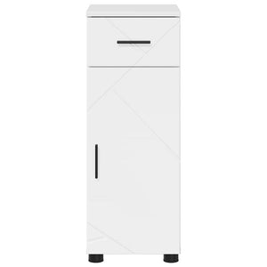 Badrumsskåp med låda med lagring Högblanka vita 30 x 35 x 80 cm