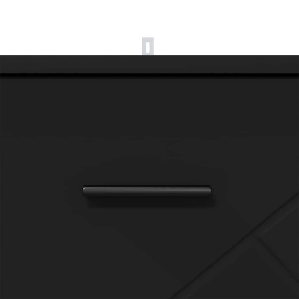 Nattduksbord med låda Svart 38 x 38 x 66 cm Konstruerat trä