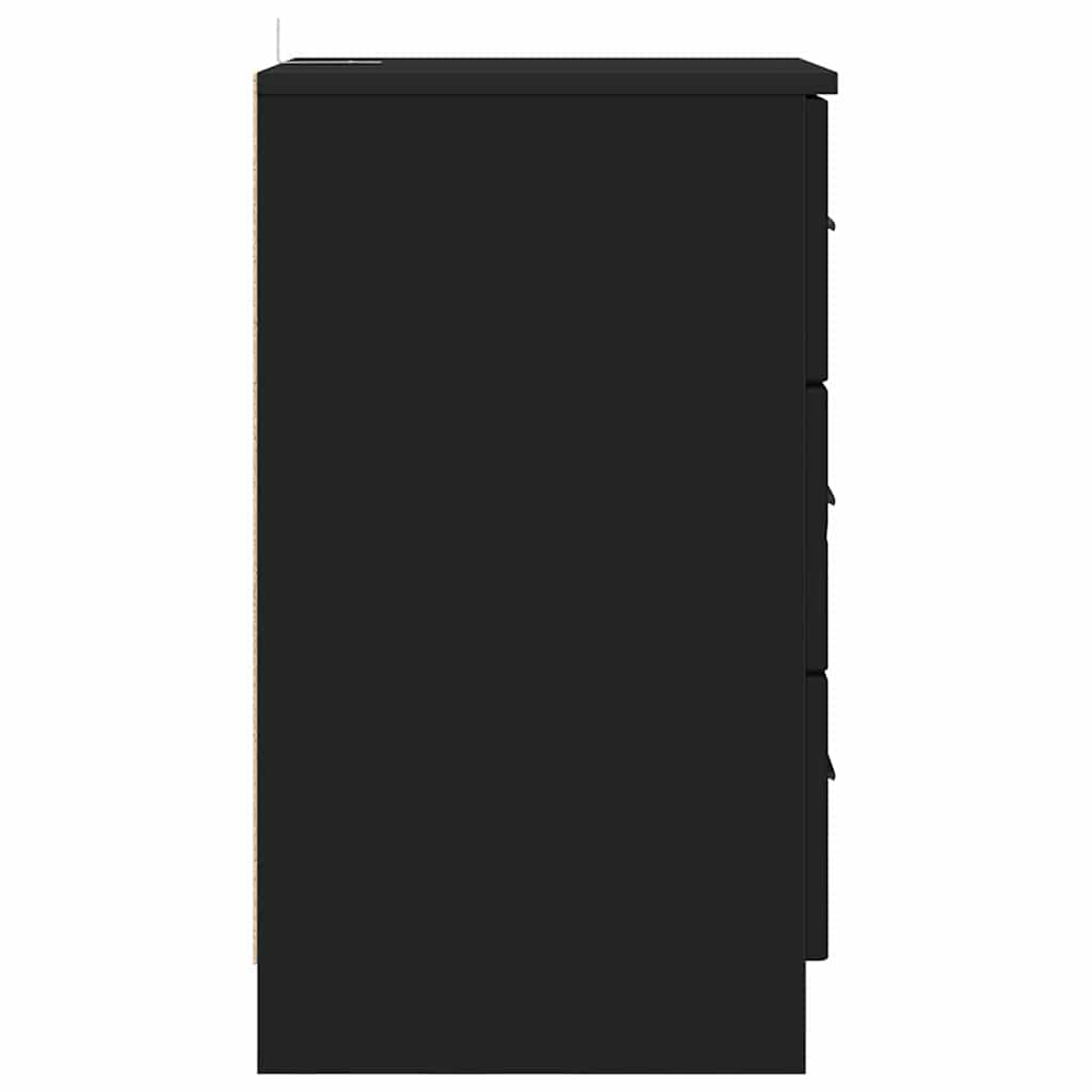 Nattduksbord med låda Svart 38 x 38 x 66 cm Konstruerat trä