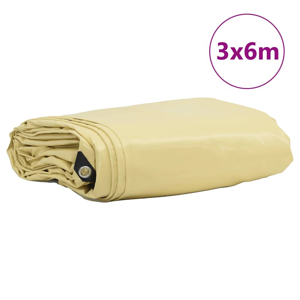 Presenning 650g / m² Beige 3 x 6 m Canvas med PVC-beläggning