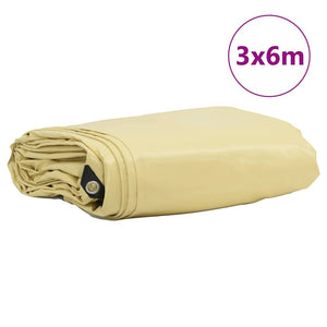 Presenning 650g / m² Beige 3 x 6 m Canvas med PVC-beläggning