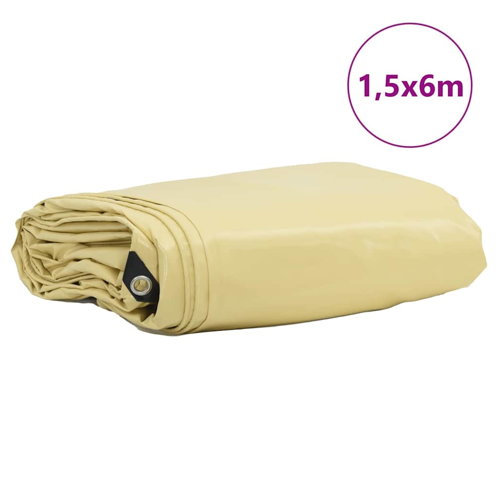 Presenning 650g / m² Beige 1,5 x 6 m Canvas med PVC-beläggning