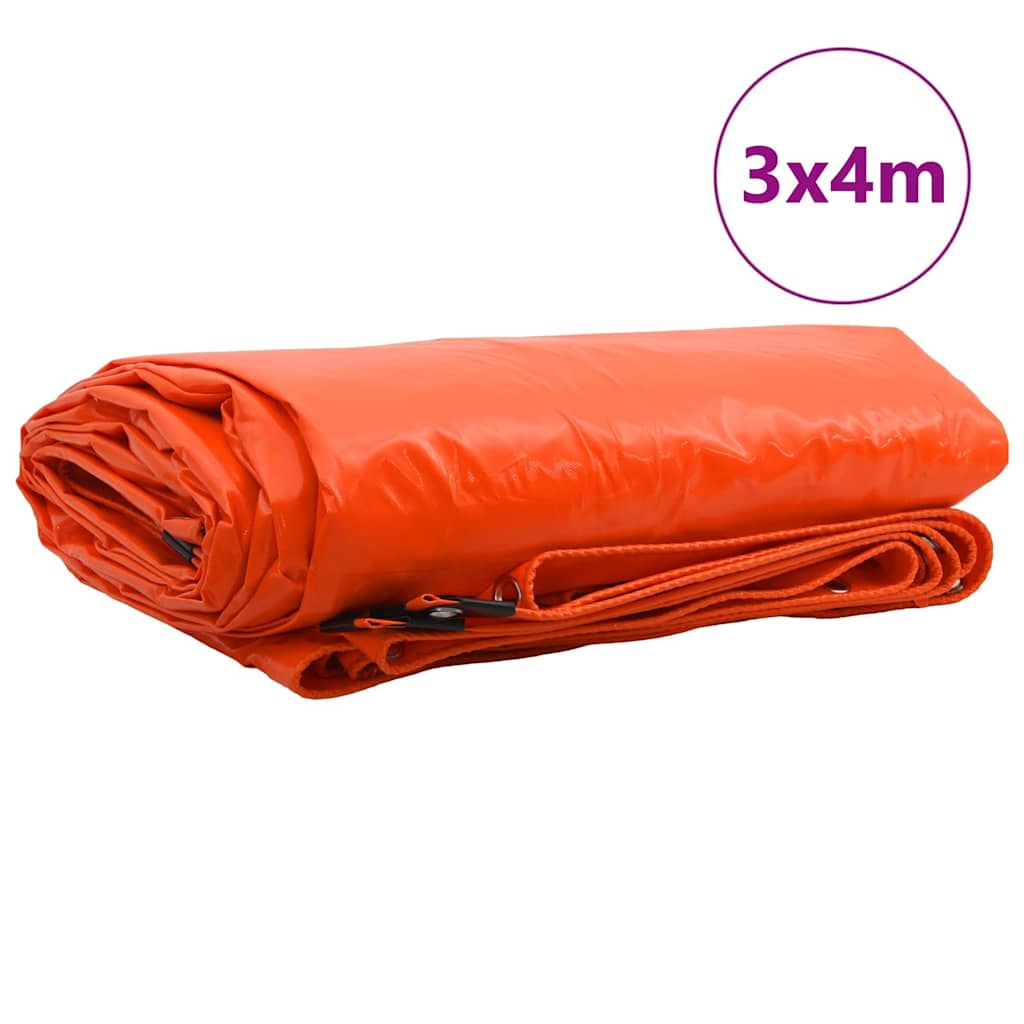 Presenning 650g / m² Orange 3 x 4 m Canvas med PVC-beläggning