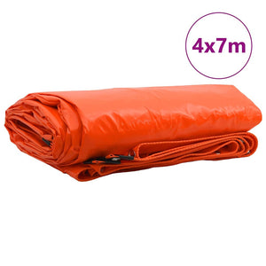 Presenning 650g / m² Orange 4 x 7 m Canvas med PVC-beläggning