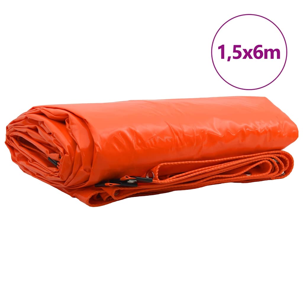 Presenning 650g / m² Orange 1,5 x 6 m Canvas med PVC-beläggning