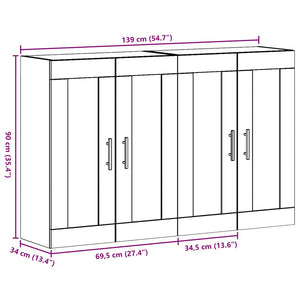 Väggmonterade Skåp 2 pcs Gammalt trä 69,5 x 34 x 90 cm