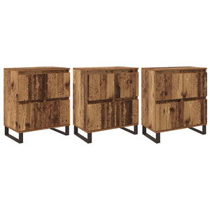 Sideboard 3 pcs Gammalt trä 60 x 35 x 70 cm