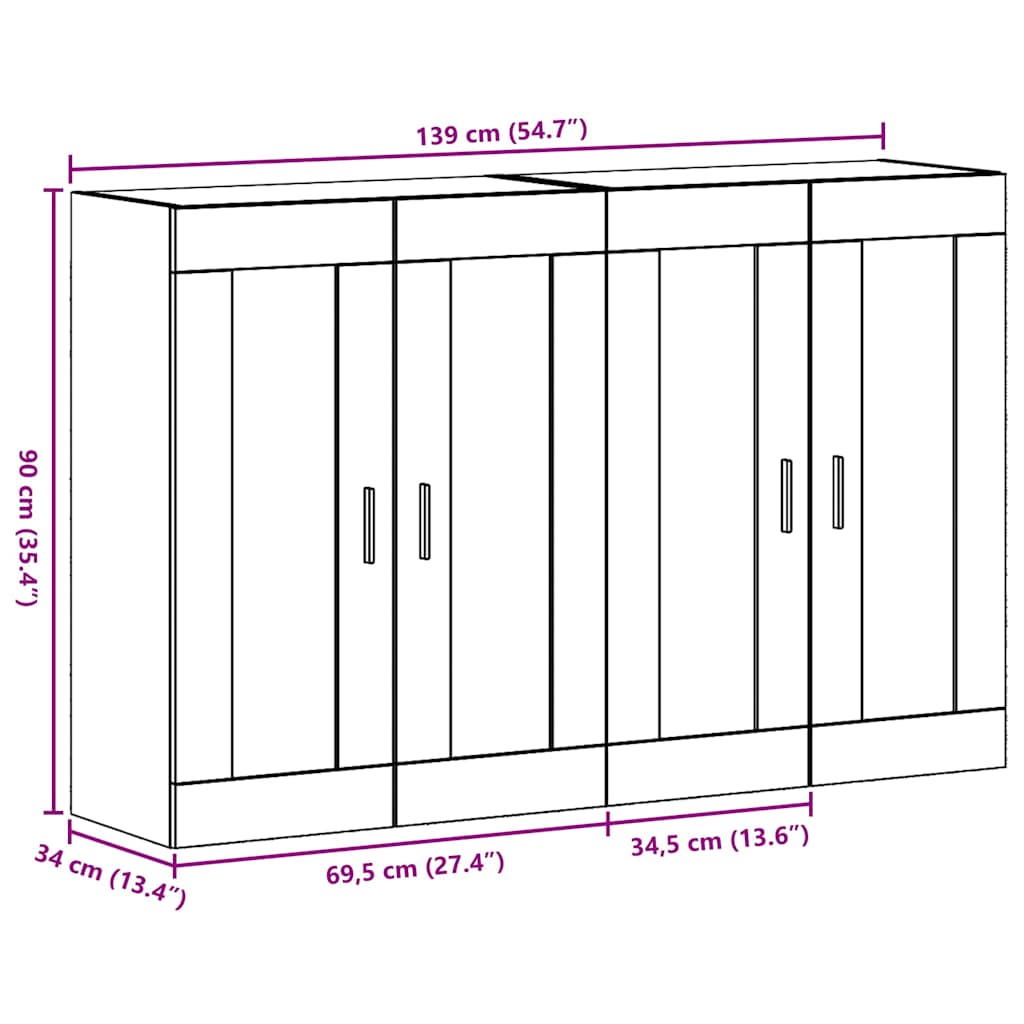 Väggmonterade Skåp 2 pcs artisan ek 69,5 x 34 x 90 cm