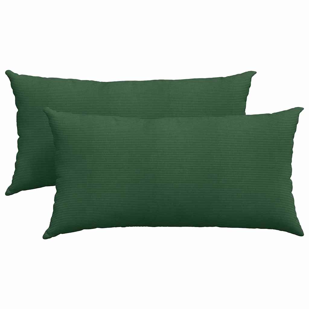 Sofakuddar 2 pcs Mörkgrön 80 x 40 cm Kordread tyg