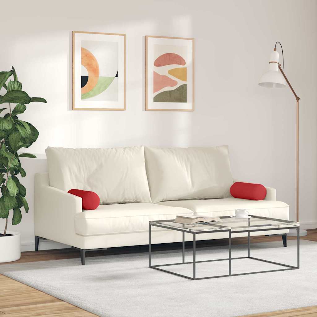 Bolsterkuddar 2 pcs Röd Ø 15 x 40 cm tyg