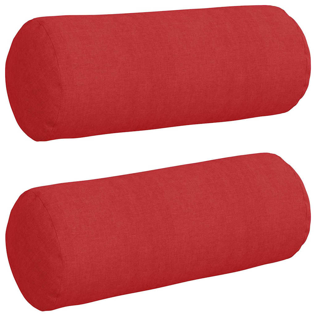 Bolsterkuddar 2 pcs Röd Ø 15 x 40 cm tyg
