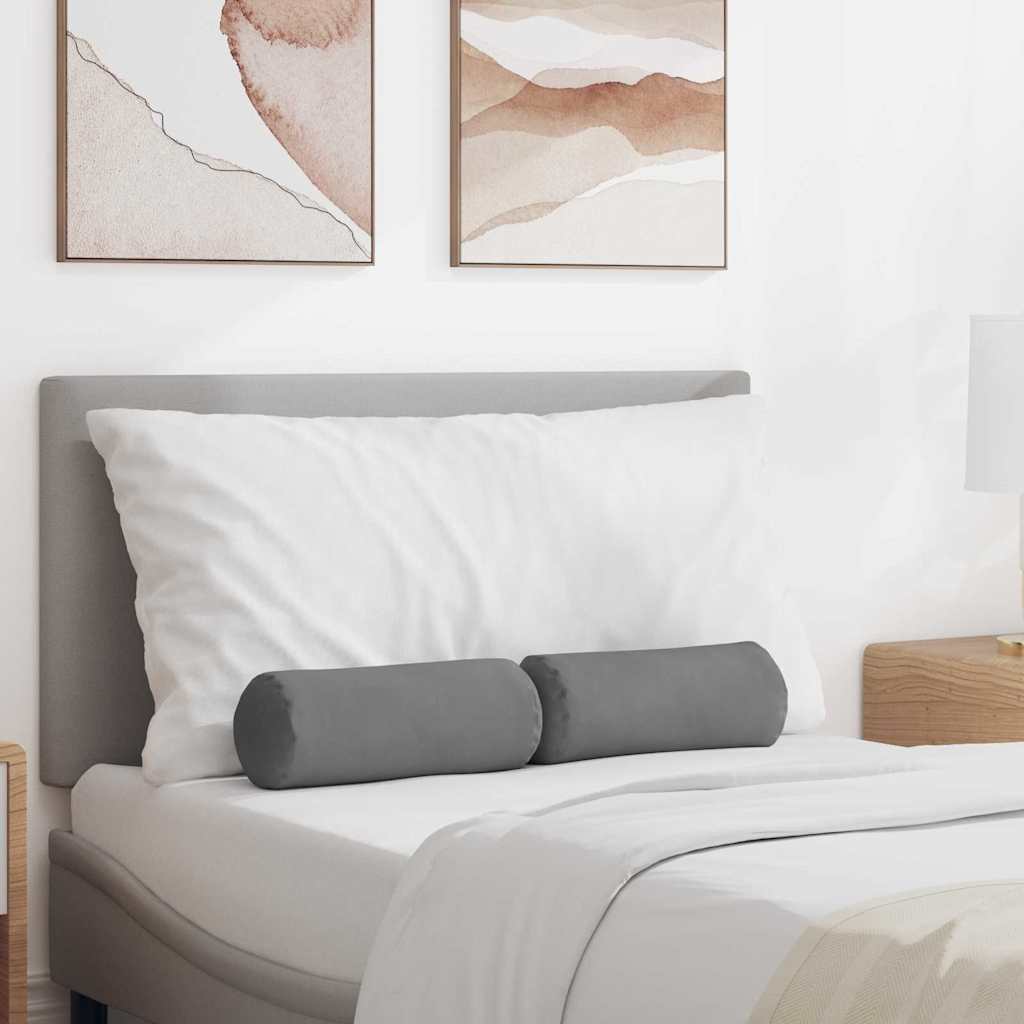 Bolsterkuddar 2 pcs Mörkgrå Ø 15 x 40 cm Mikrofiber Tyg