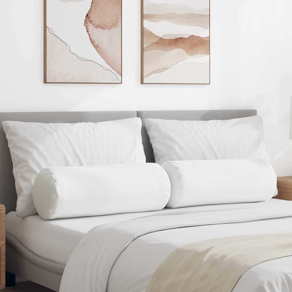 Bolsterkuddar 2 pcs Vit Ø 25 x 70 cm tyg