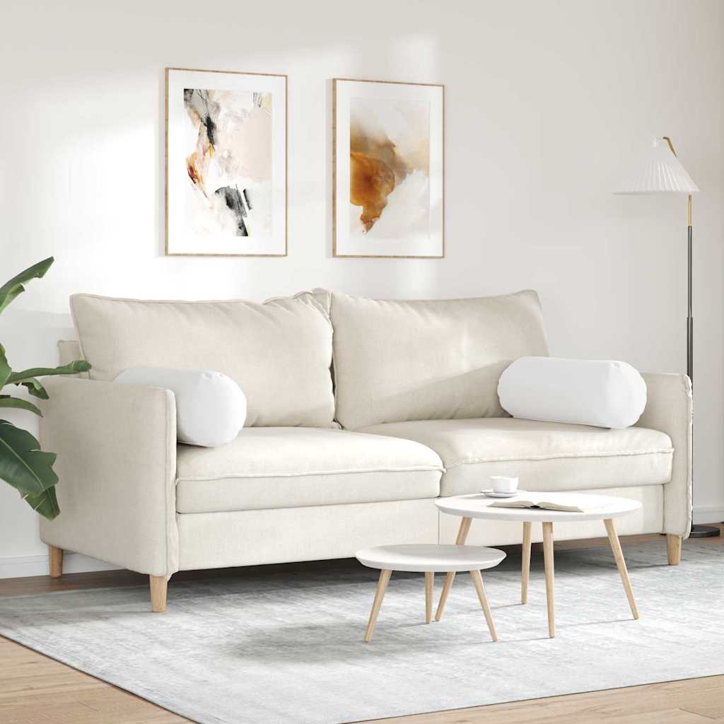 Bolsterkuddar 2 pcs Vit Ø 25 x 70 cm tyg