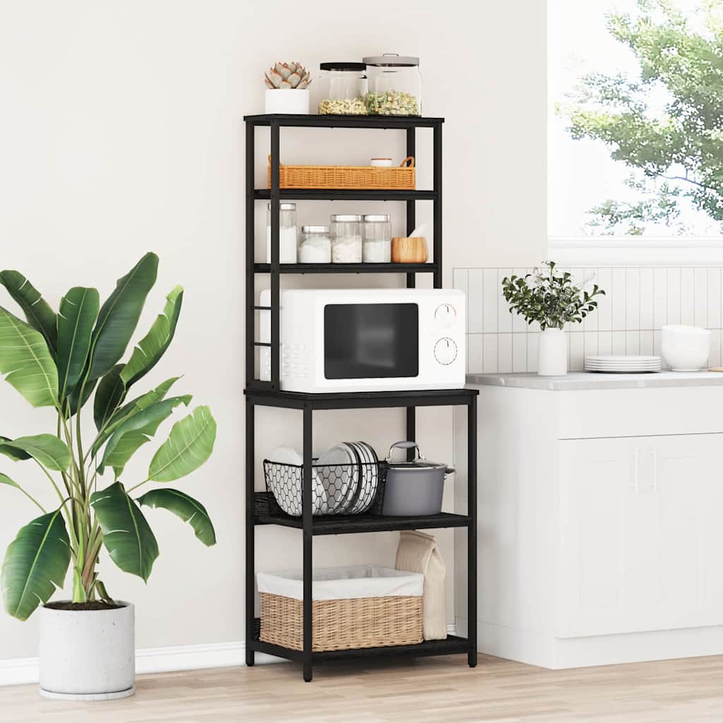 Köks hylla Svart Ek 60 x 40 x 168 cm Konstruerat trä