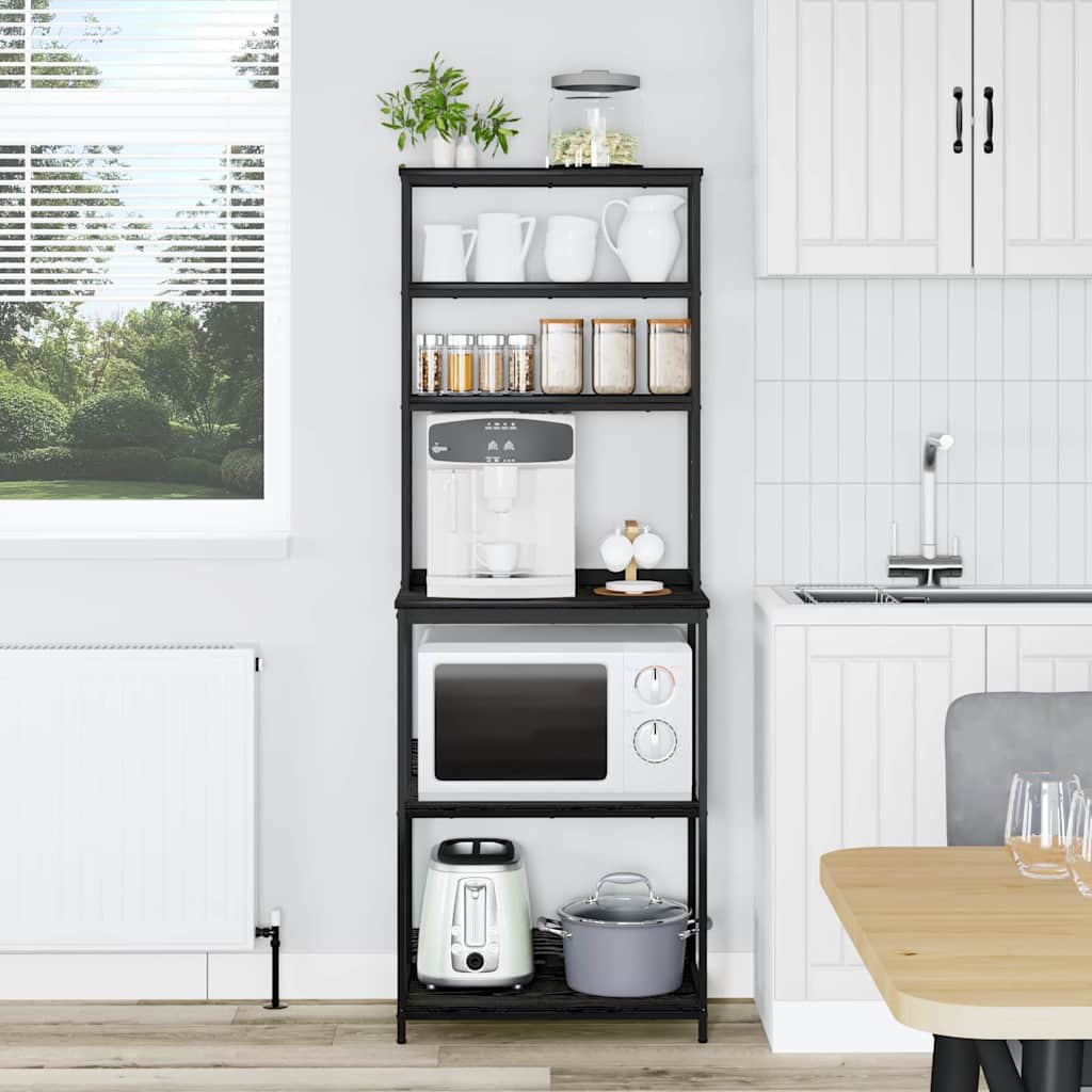 Köks hylla Svart Ek 60 x 40 x 168 cm Konstruerat trä