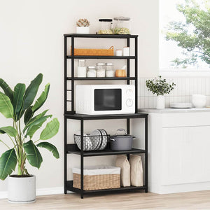 Köks hylla Svart Ek 80 x 40 x 168 cm Konstruerat trä