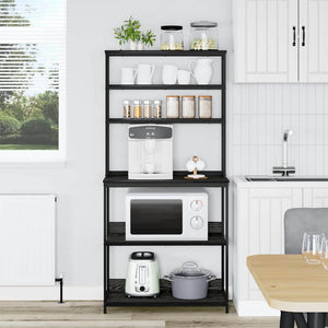 Köks hylla Svart Ek 80 x 40 x 168 cm Konstruerat trä