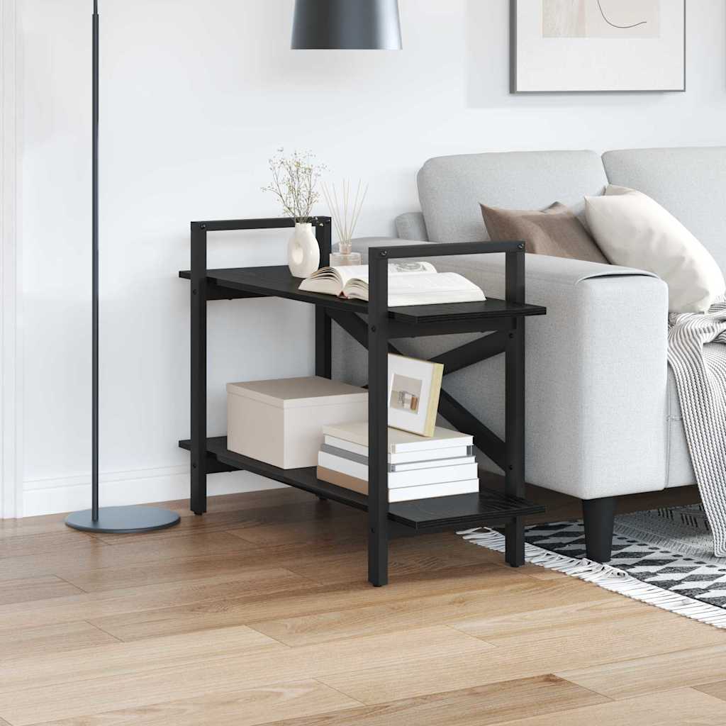 Hyllsystem 2 nivåer 100 x 33,5 x 64 cm Konstruerat trä Svart Ek
