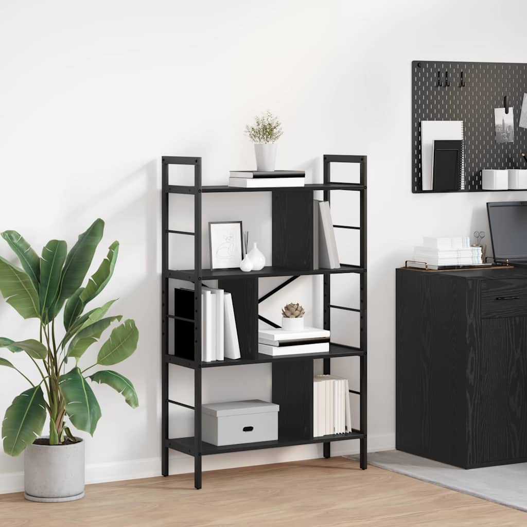 Hyllsystem 7 nivåer 75 x 30 x 123,5 cm Konstruerat trä Svart Ek