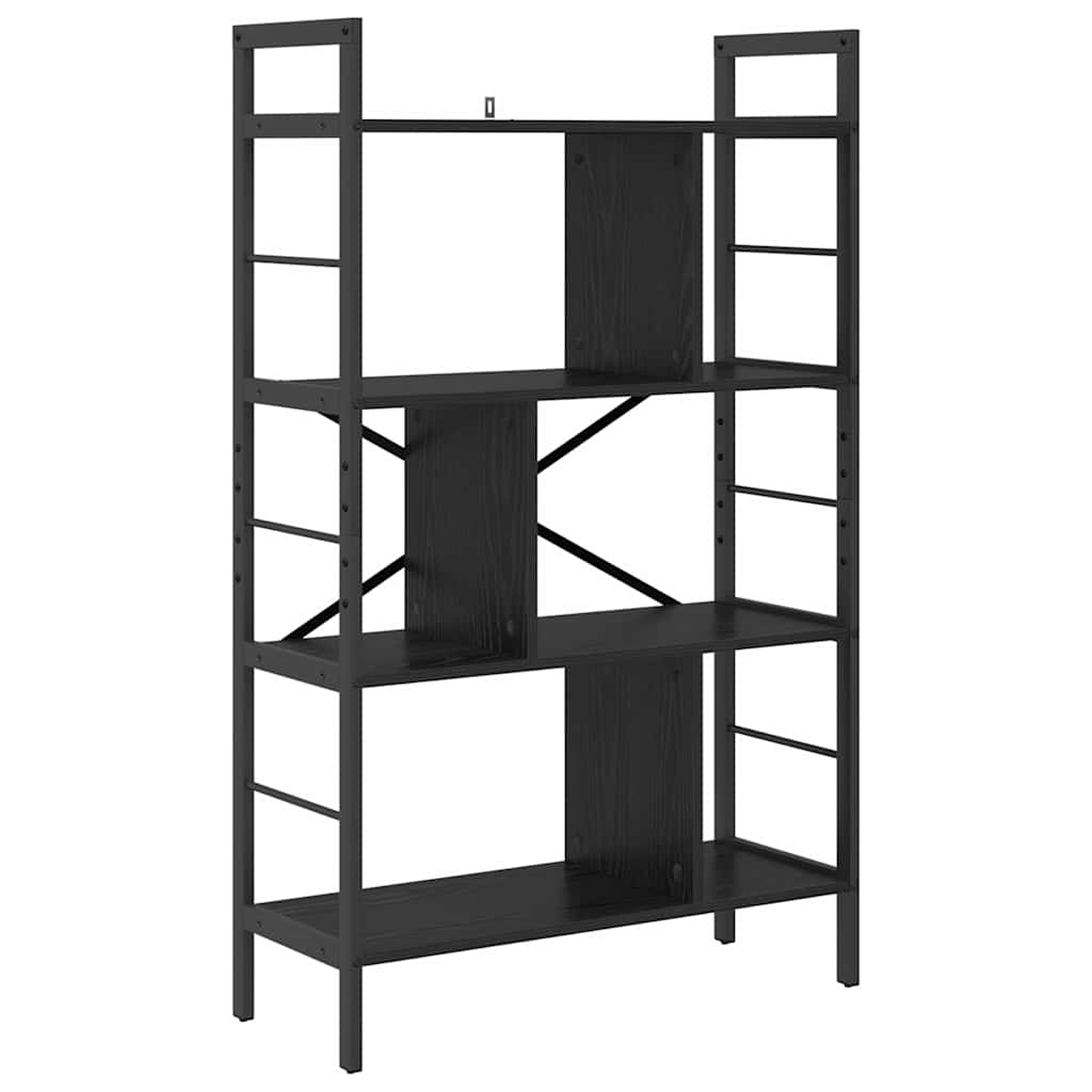 Hyllsystem 7 nivåer 75 x 30 x 123,5 cm Konstruerat trä Svart Ek