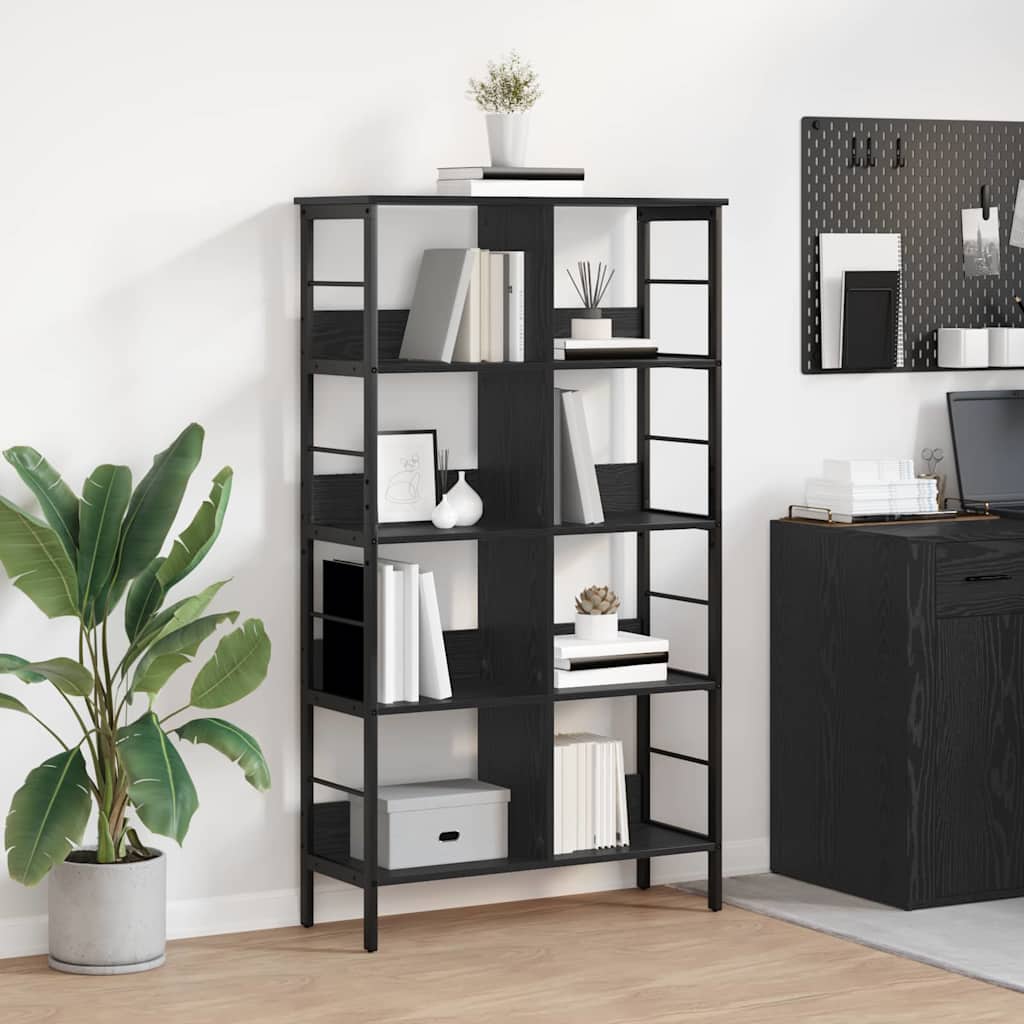 Hyllsystem 8 nivåer 82 x 32 x 144,5 cm Konstruerat trä Svart Ek