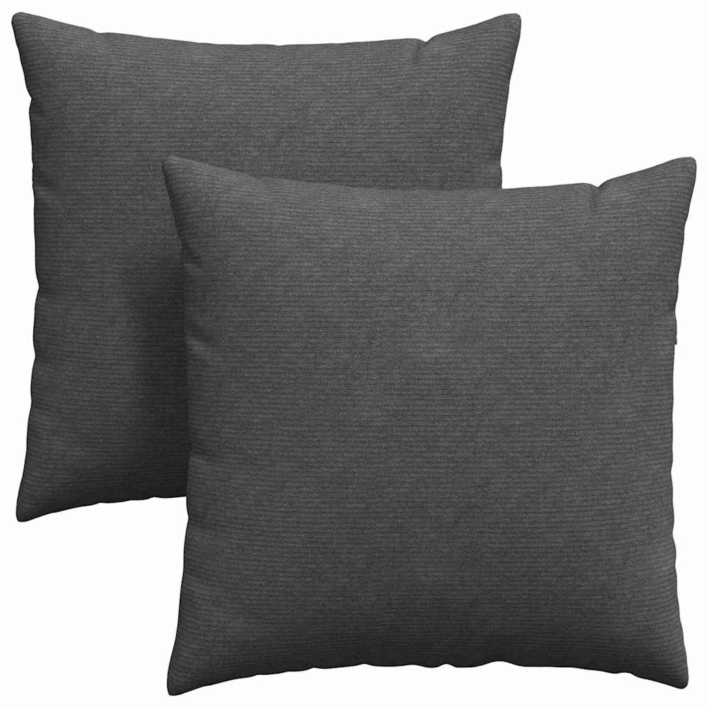 Sofakuddar 2 pcs Mörkgrå 80 x 80 cm Kordread tyg