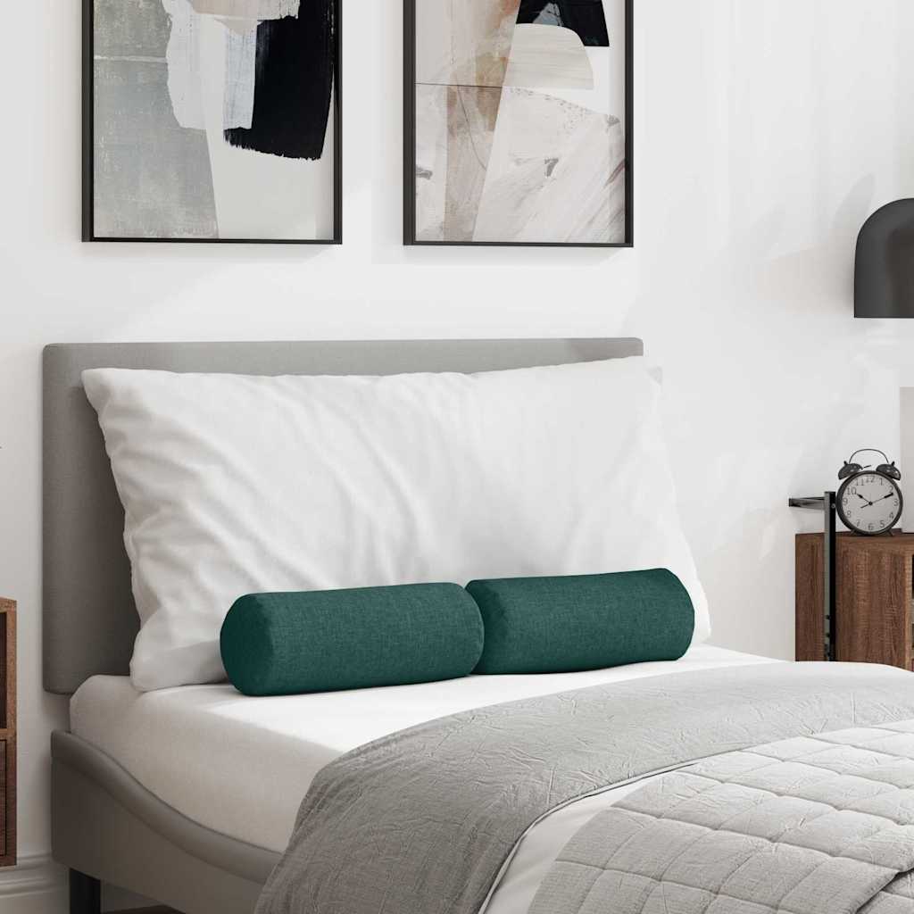 Bolsterkuddar 2 pcs Mörkgrön Ø 15 x 40 cm tyg