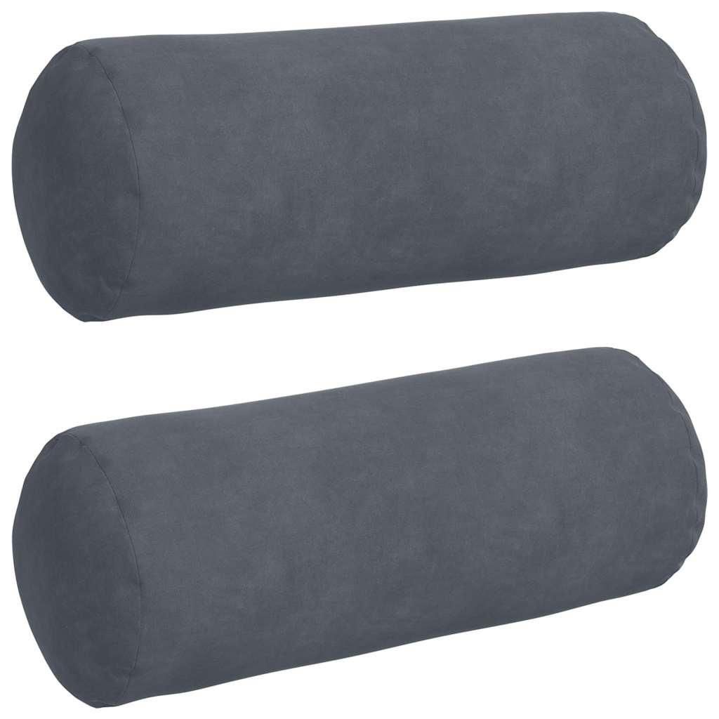 Bolsterkuddar 2 pcs Mörkgrå Ø 15 x 40 cm Kordread tyg