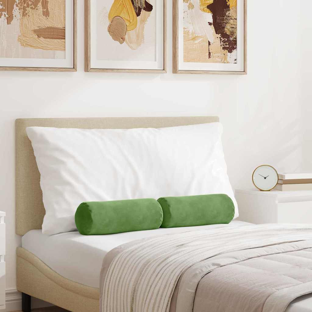 Bolsterkuddar 2 pcs Ljusgrön Ø 15 x 40 cm Kordread tyg