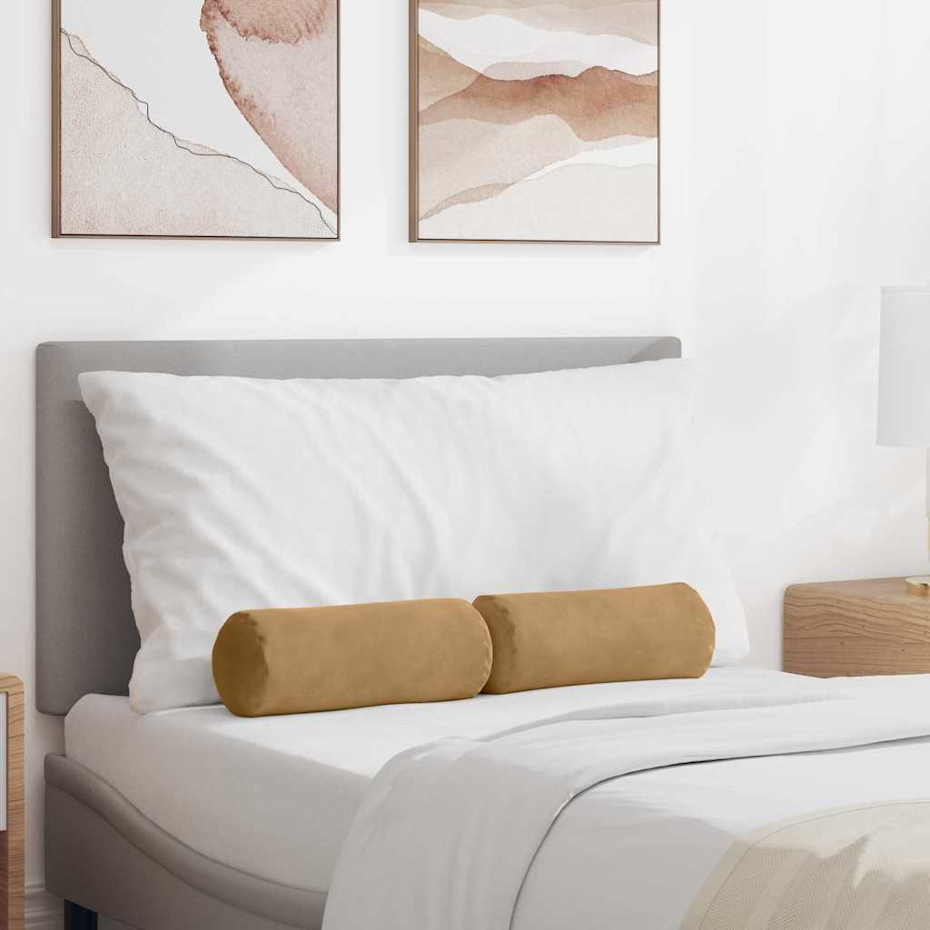 Bolsterkuddar 2 pcs Brun Ø 15 x 40 cm Kordread tyg