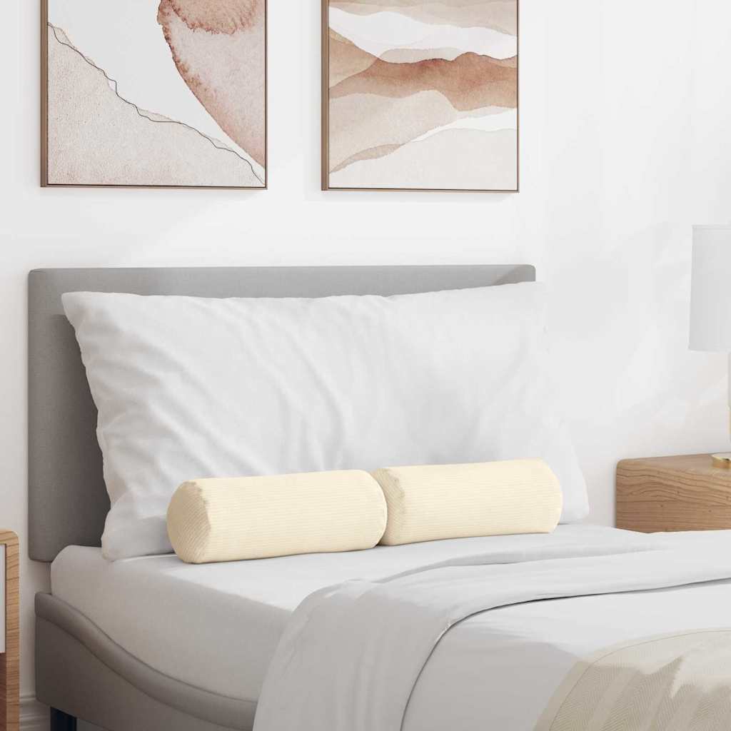 Bolsterkuddar 2 pcs Kräm Ø 15 x 40 cm Kordread tyg