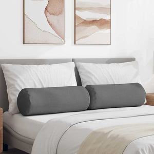 Bolsterkuddar 2 pcs Mörkgrå Ø 25 x 70 cm tyg