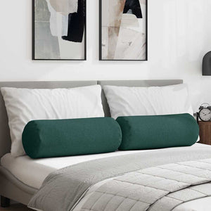 Bolsterkuddar 2 pcs Mörkgrön Ø 25 x 70 cm tyg