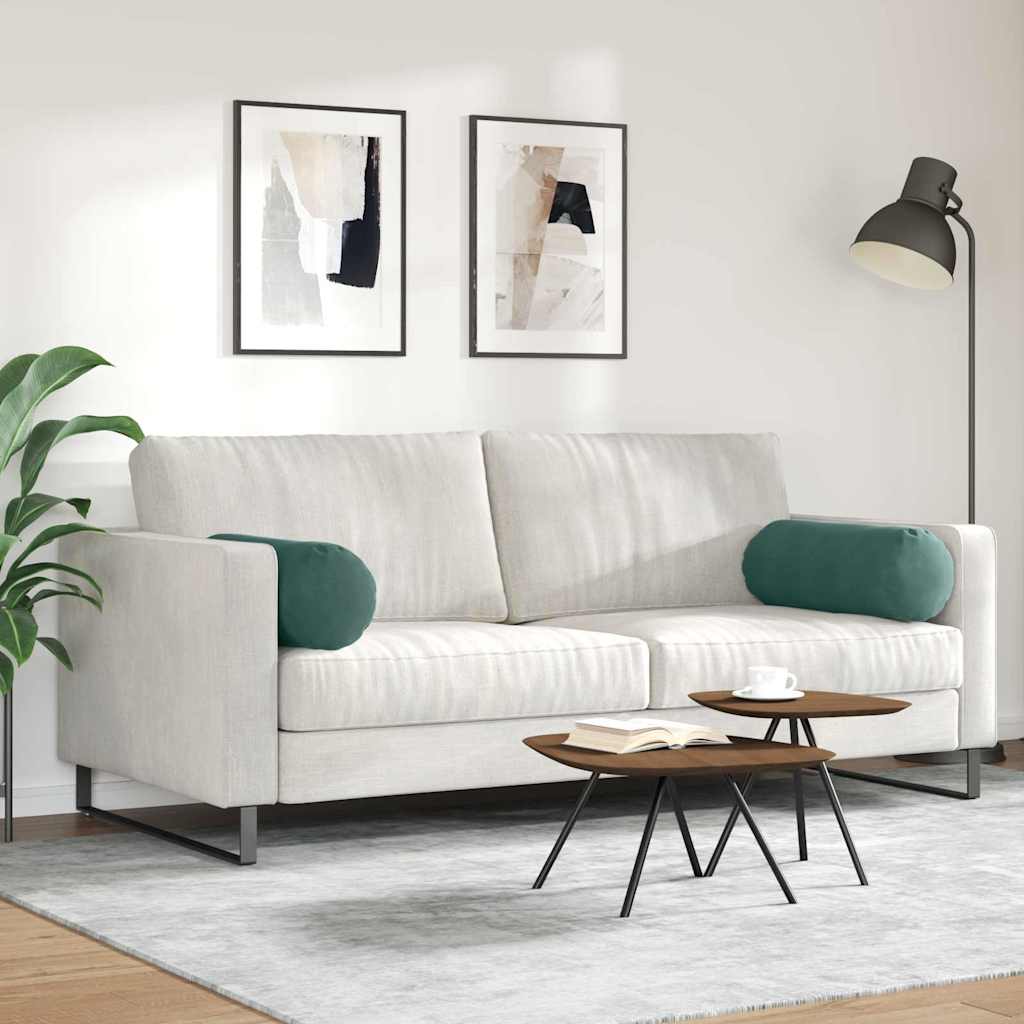 Bolsterkuddar 2 pcs Mörkgrön Ø 25 x 70 cm Kordread tyg